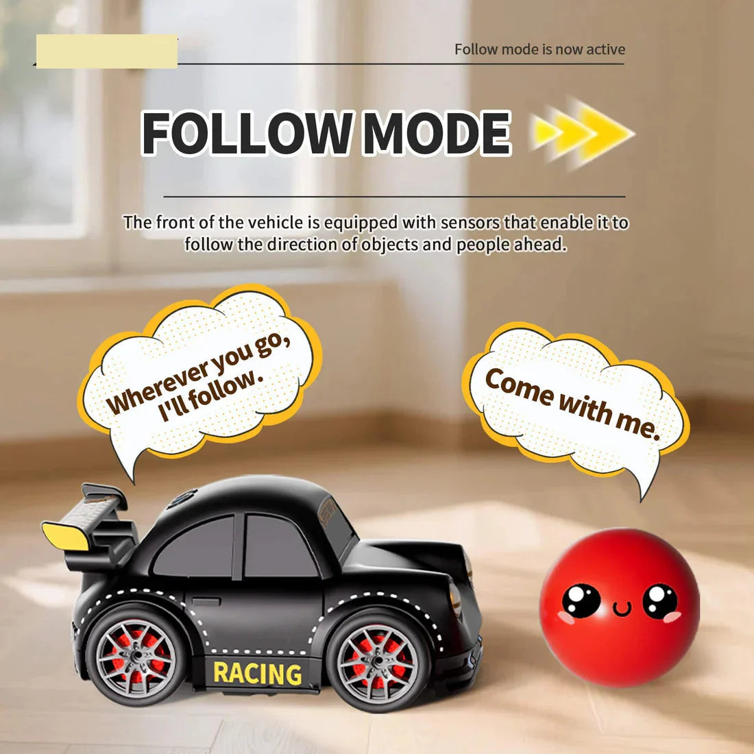 Smart RC Car with Motion Sensor – Escape & Follow Me Feature